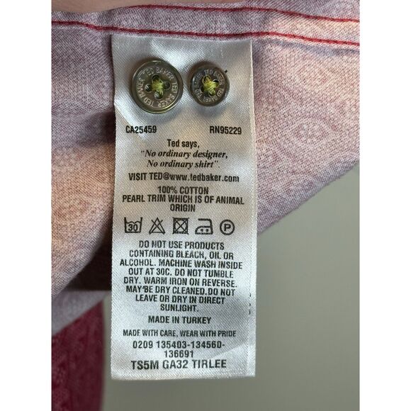 Ted Baker London Men's Size 7 Pink Button Up Shirt Short Sleeve EUC - Picture 5 of 5